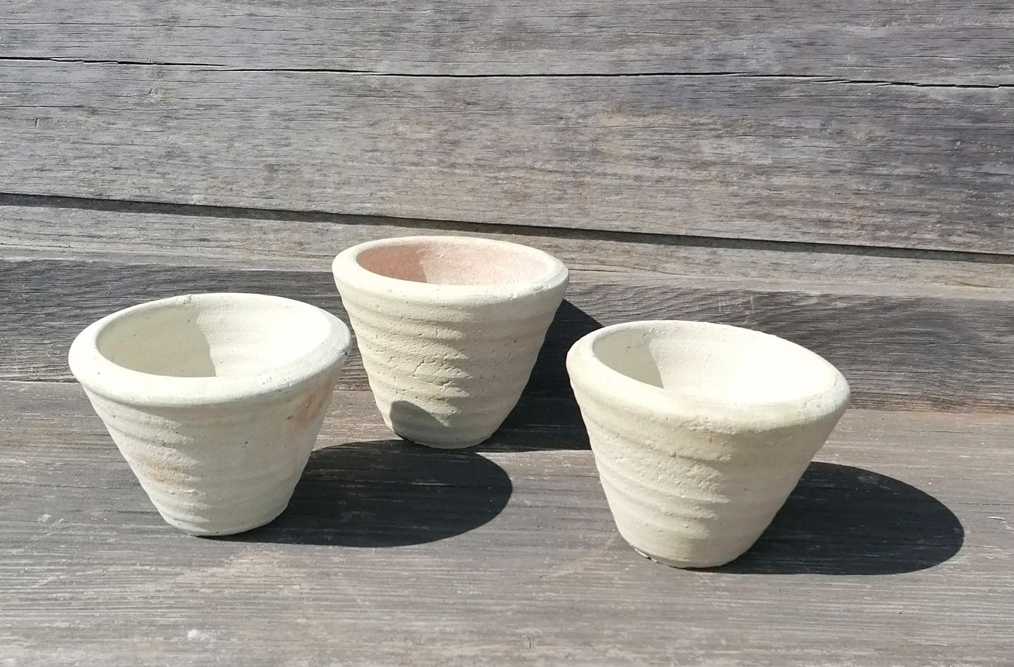 B-Ware !! 3er Set kleine rustikale Töpfe ø 14 cm aus Terracotta Terrakotta Übertopf Pflanztopf Bonsai Kakteen