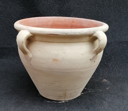 B-Ware ! Rustikaler Blumentopf - Pflanzkübel ø ca. 27 cm mit 4 Henkel aus leicht rötlichen Terracotta