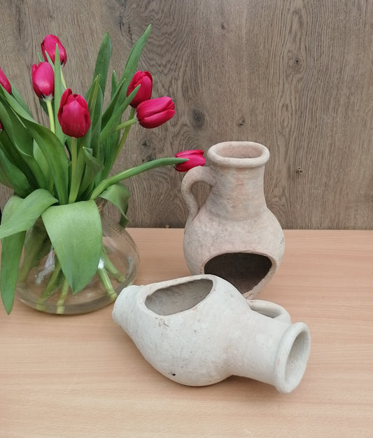 Neu ! 2er Set rustikale Amphoren mit je 1 Henkel ca. 24 cm lang aus Terracotta Liegeamphore bepflanzbar