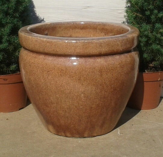 NEU !! 2. Wahl !! Blumentopf winterfest hellbraun glasiert ø ca. 22 cm aus Steinzeug Pflanztopf, Blumenkübel