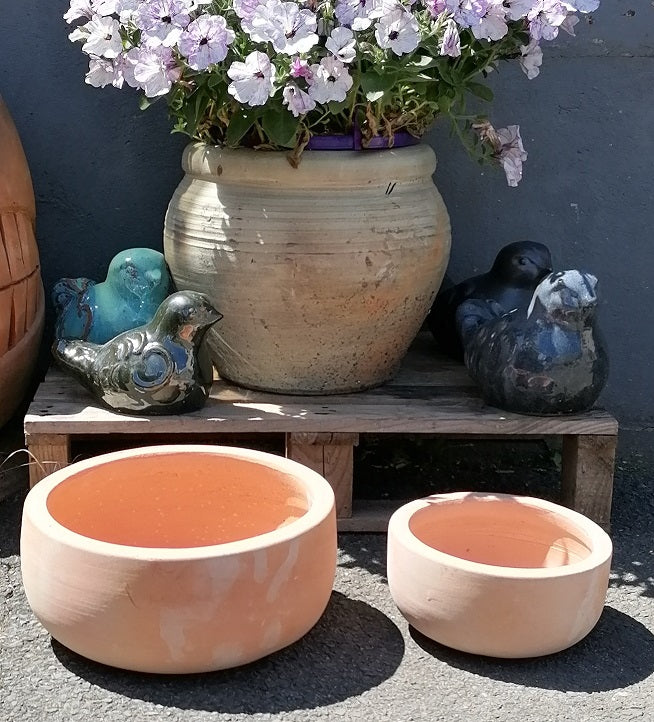 NEU !! 2 er Set Pflanzschalen ø 30 cm + ø 22 cm aus Terracotta , Pflanztopf Blumenkübel Blumentopf