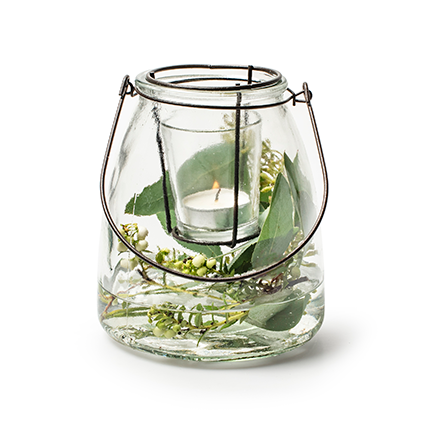 Windlicht Laterne Glas mit Henkel 18 cm hoch