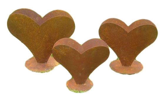 Herz, offen auf Platte, bepflanzbar, 29 x 23 cm aus Metall in Edelrost Hochzeit