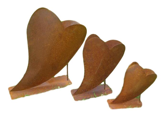 Herz offen, schräg auf Platte 25 x 25 cm, bepflanzbar aus Metall in Edelrost, Muttertag Valentinstag Liebe