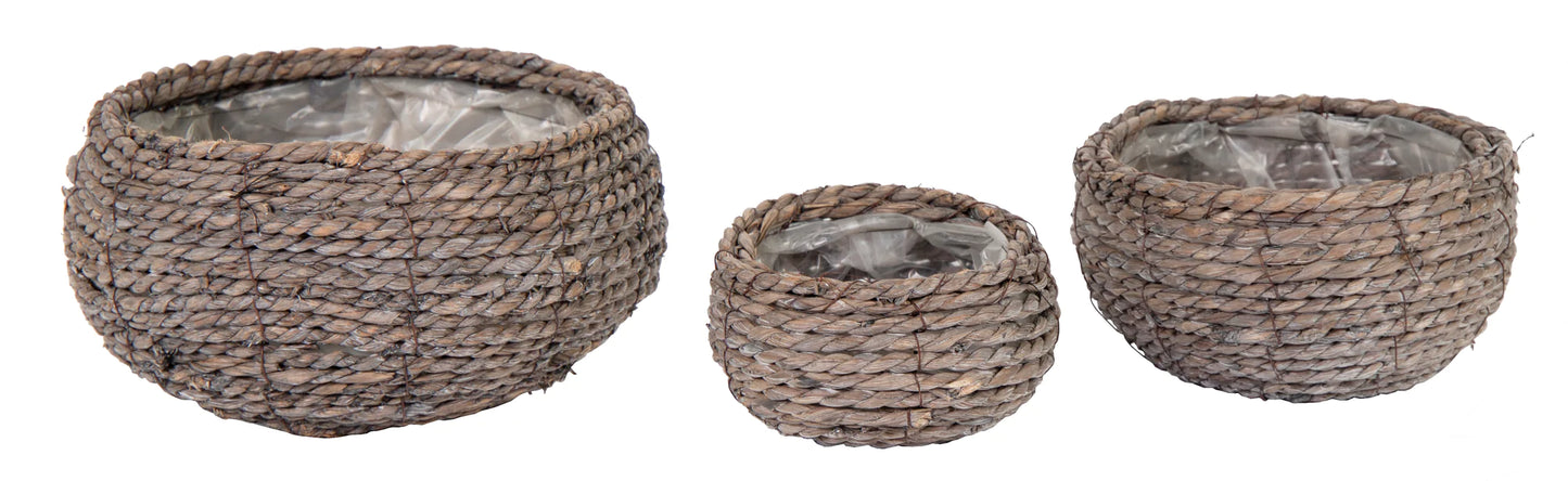 Aktion !! 3er Set Pflanzkörbe ø ca. 27, 22 und 16 cm aus Seegras - Naturprodukt
