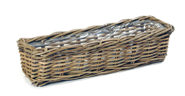 NEU !! Schmaler Pflanzkasten ca. 60 cm breit und ca. 16 cm tief aus Rattan - Naturprodukt-Korbgeflecht