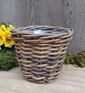 Pflanzkorb Durchmesser ca. 26 cm und ca. 19 cm hoch aus Rattan