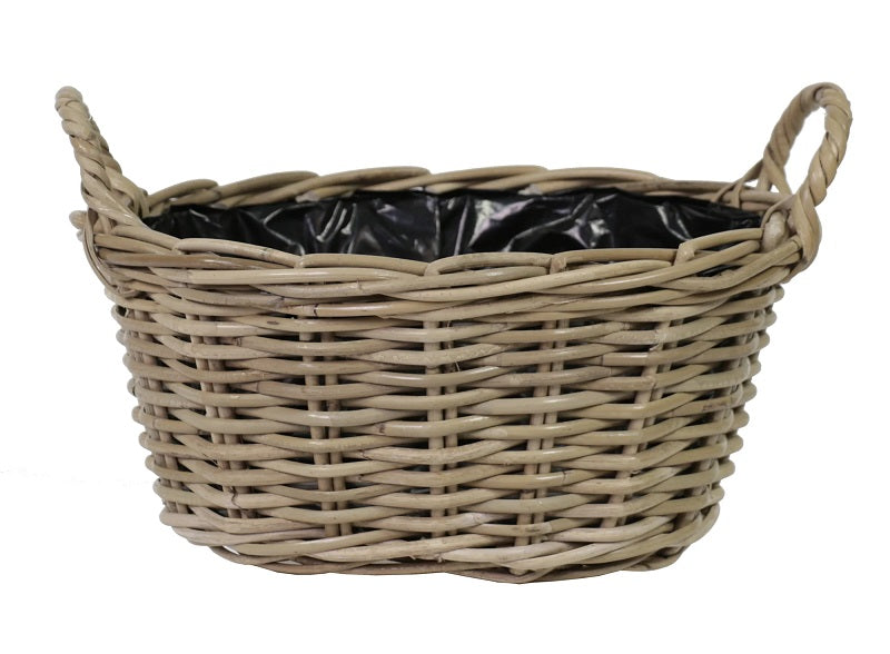 Aktion !! Ovaler Pflanzkorb ca. 29 cm breit und ca. 25 cm tief aus Rattan - Naturprodukt