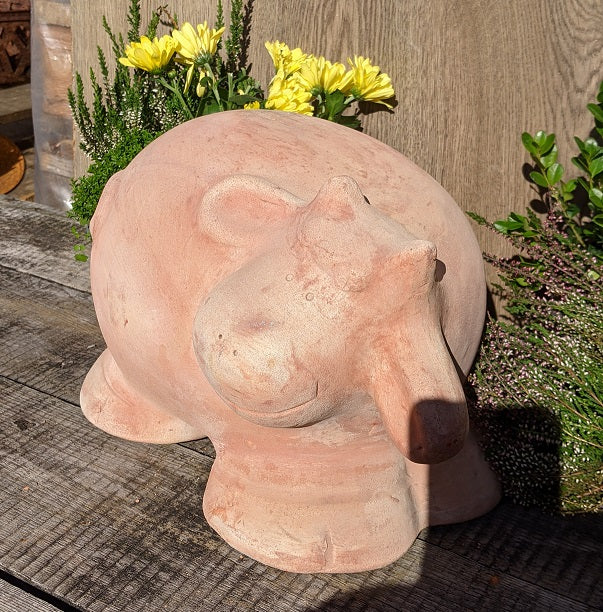 Lustige Kuh ca. 30 cm breit aus Terracotta, Bauernhof, Landleben