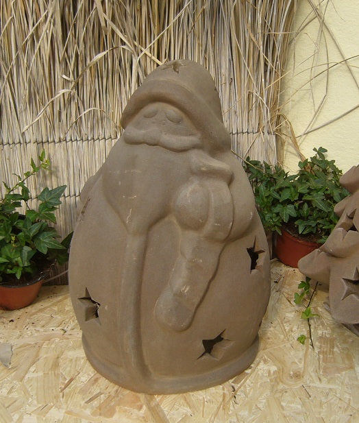 2.Wahl ! Nikolaus Weihnachtsmann ca. 35 cm hoch mit Sternenmotiv aus Terracotta Windlicht Advent