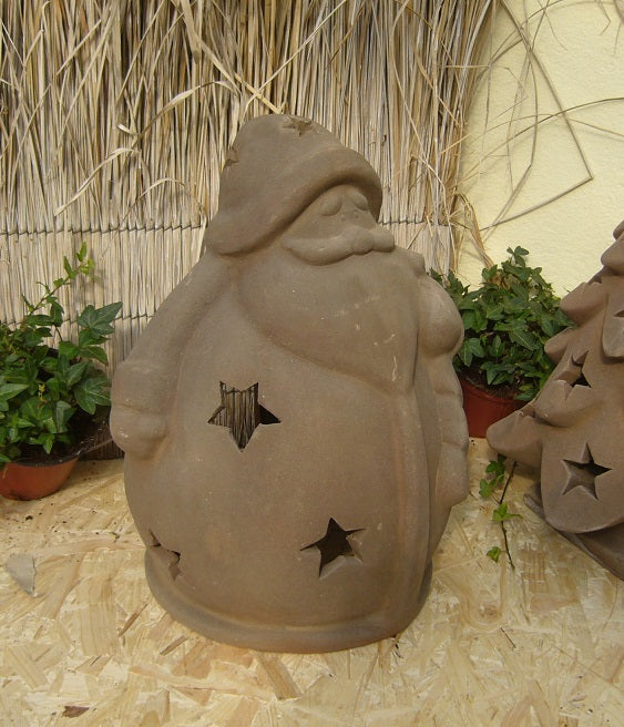 2.Wahl ! Nikolaus Weihnachtsmann ca. 35 cm hoch mit Sternenmotiv aus Terracotta Windlicht Advent