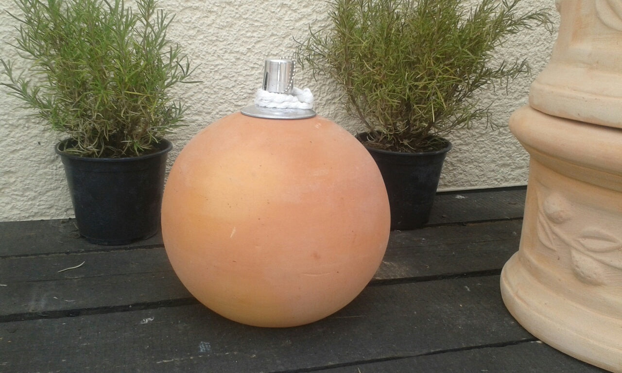 Ölkugel ca. 20 cm Durchmesser aus Terracotta Windlicht Öllampe