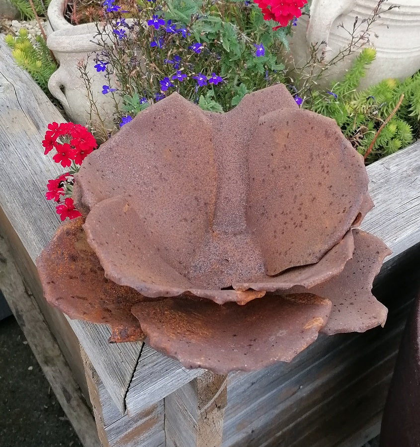 NEU !! 3 D Blüte ca. 20 cm Durchmesser aus Metall in Edelrost Teelichthalter