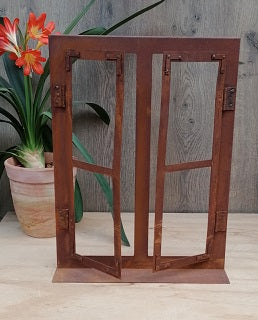 Sprossenfenster ca. 45 cm hoch aus Metall in Edelrost Deko Fensterschmuck