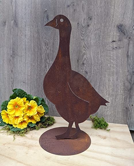 Gans ca. 46 cm hoch aus Metall in Edelrost
