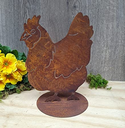 Hahn ca. 30 cm hoch aus Metall in Edelrost