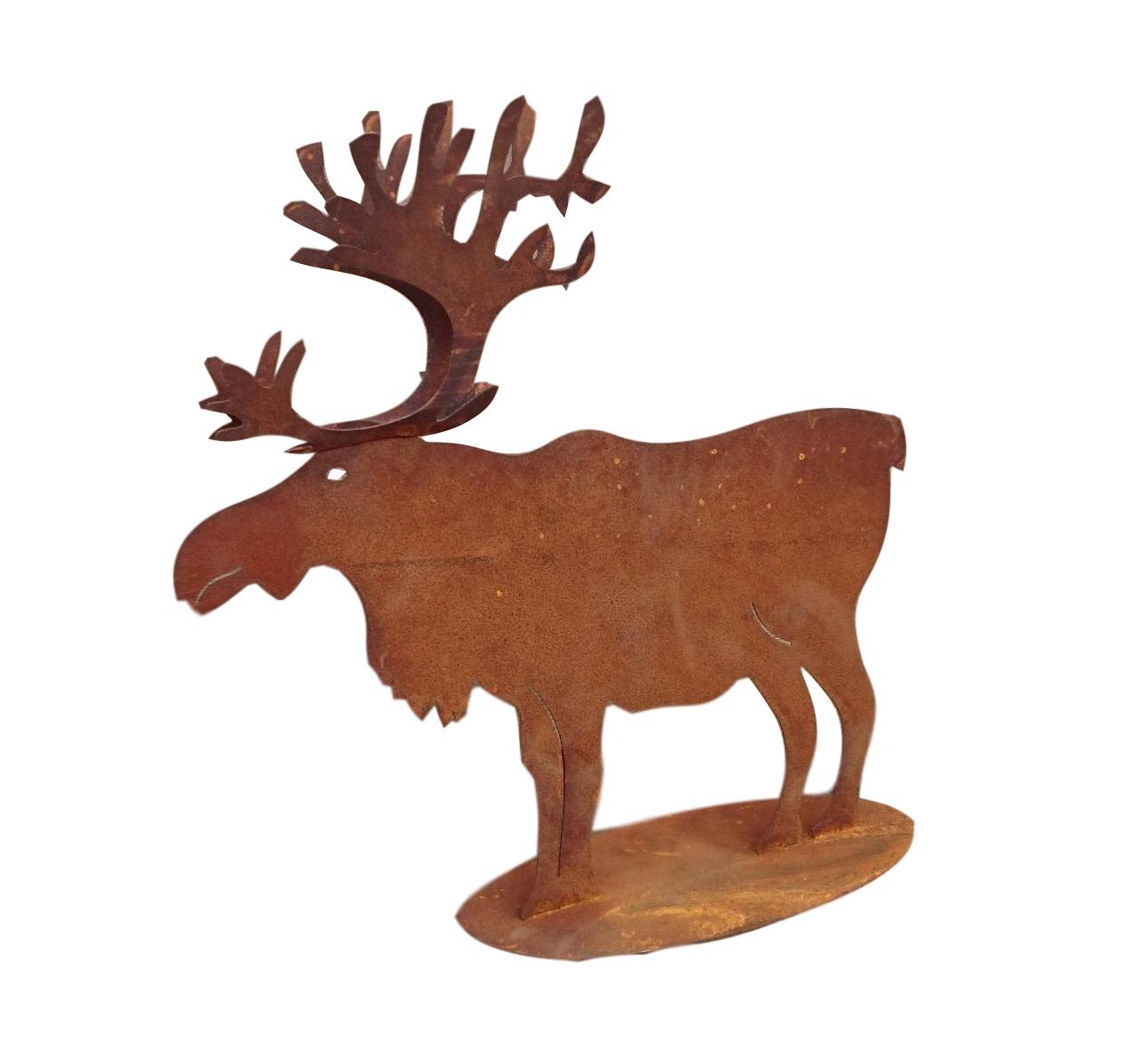 Elch Rentier 40 cm hoch aus Metall in Edelrost, Weihnachtsdeko