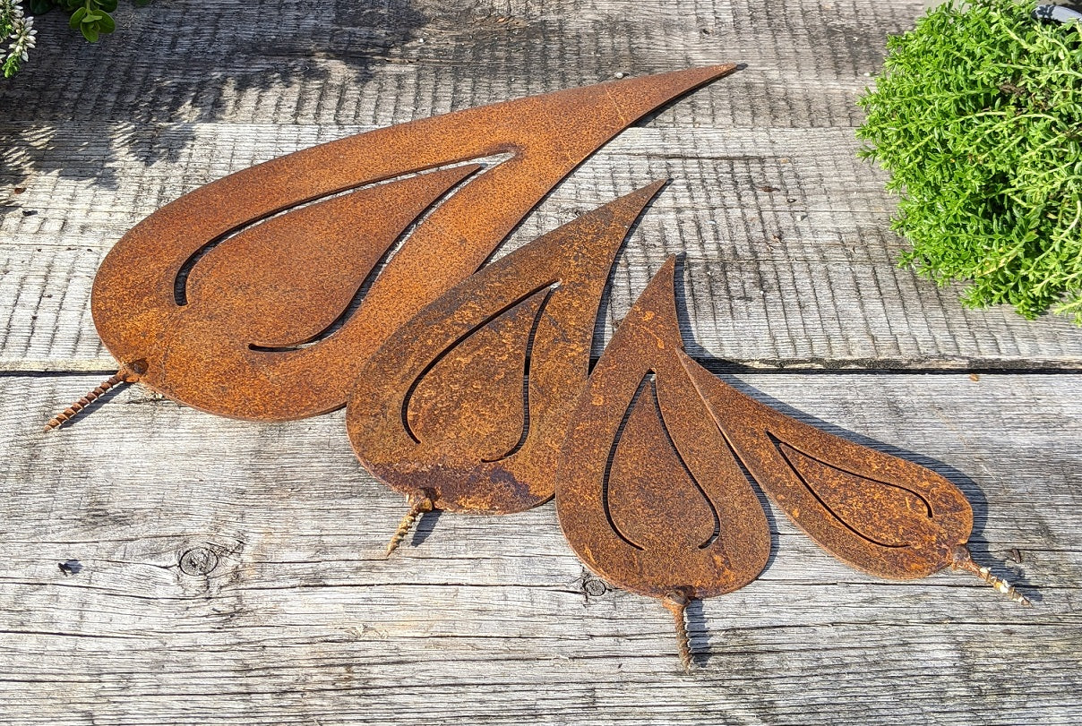 Flammen 4er Set aus Metall in Edelrost, Kerzen, Deko Weihnachten