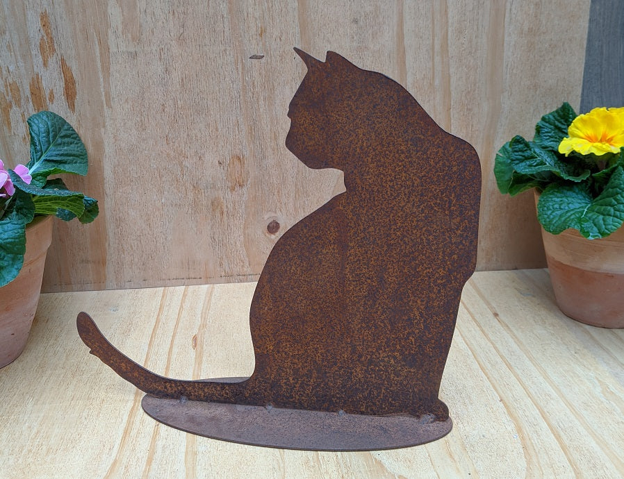 Katze ca. 27 cm breit aus Metall in Edelrost Haustier