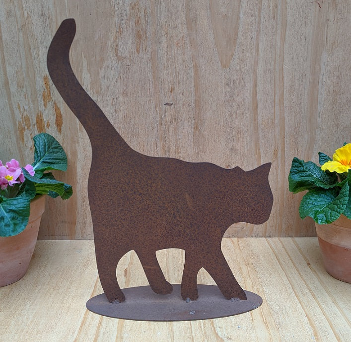 Katze ca. 25 cm breit aus Metall in Edelrost Haustier