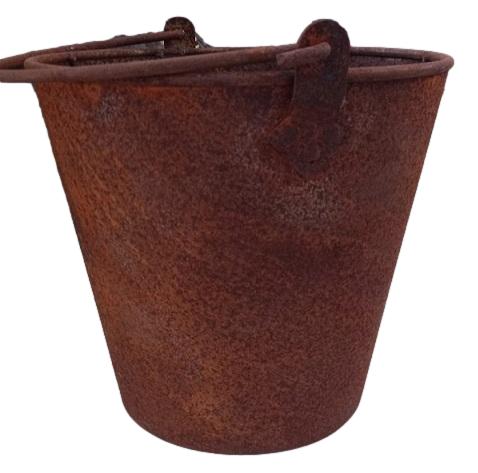 Eimer ca. 18 cm hoch aus Metall in Edelrost