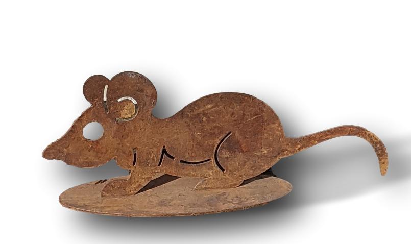 Süßes Mäuschen ca. 20 cm breit aus Metall in Edelrost
