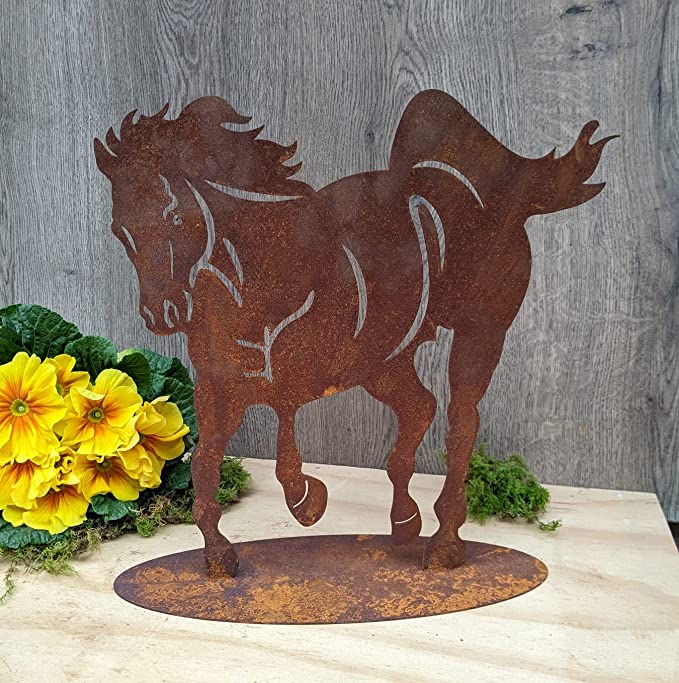 Pferd ca. 31 cm hoch aus Metall in Edelrost