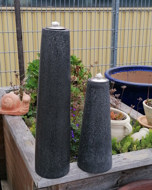 2.WAHL ! Öllampen 2er Set 57 cm + 37 cm aus Steinzeug Winterfest Gartenfackel Windlicht