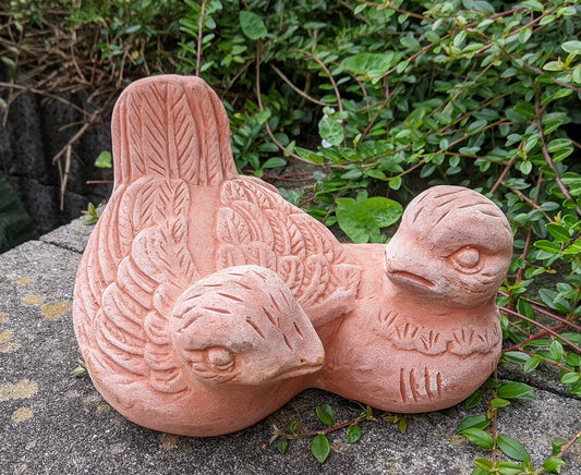 2. Wahl!! Vogelpaar ca. 26 cm breit aus Terracotta, Deko