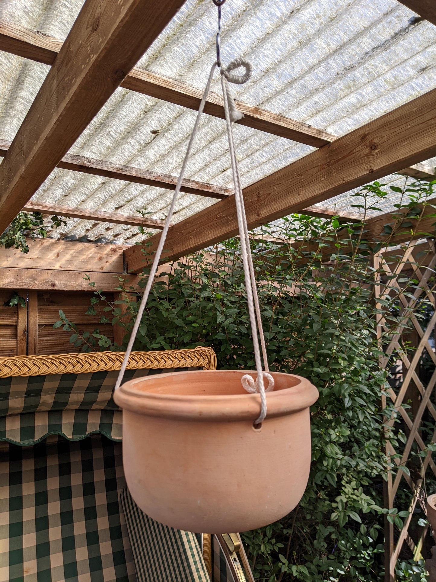 3er Set Hängeampeln 25, 19 + 15 cm Durchmesser aus Terracotta, Pflanzgefäß Blumentopf