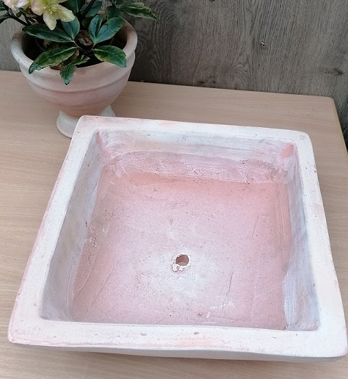 Schöne flache Pflanzschale ca. 34 x 34 cm aus Terracotta, Pflanzgefäß Blumentopf