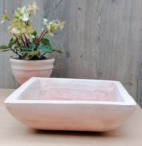 Schöne flache Pflanzschale ca. 34 x 34 cm aus Terracotta, Pflanzgefäß Blumentopf