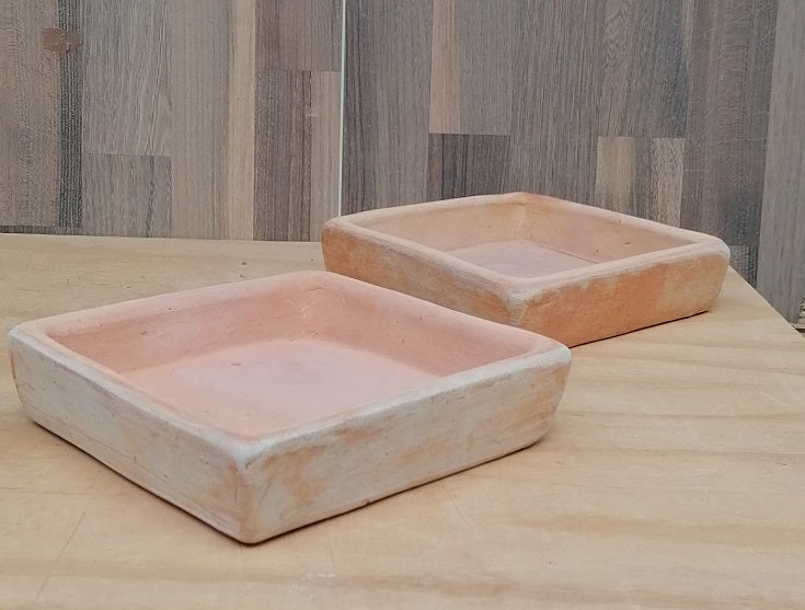 2er Set Untersetzer je ca. 20 x 20 cm aus Terracotta Teller Vogeltränke Schalen