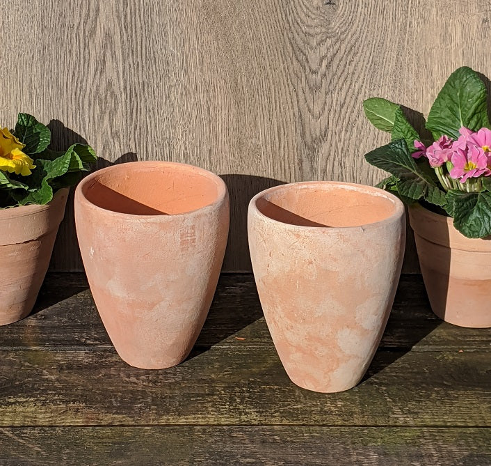 2er Set Blumentöpfe Höhe 16 cm, Durchmesser ca. 12 cm aus Terracotta, – La Casa