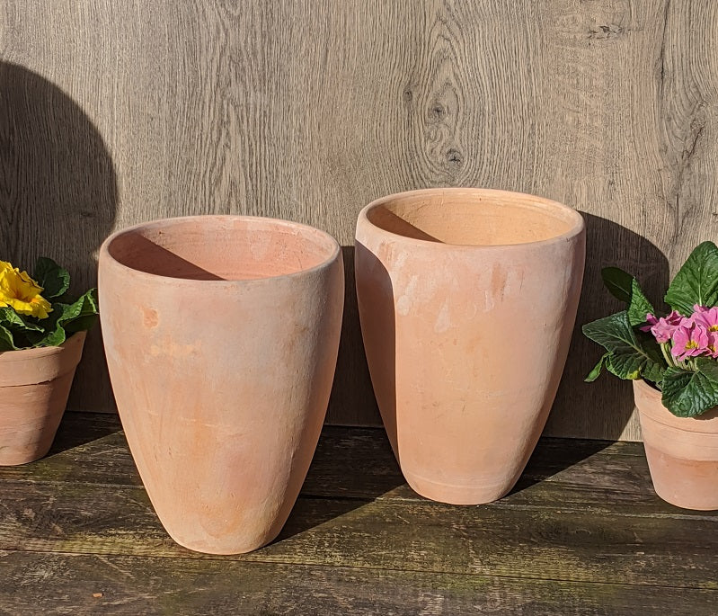 2er Set Blumentöpfe 26 cm hoch, ca. 19 cm Durchmesser aus Terracotta, Pflanztopf
