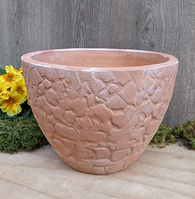 B-WARE !!Schöner Blumentopf ø ca. 24 cm aus roten Terracotta mit Muste – La Casa