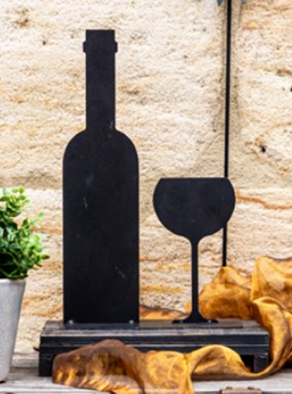 Neu !! Vinothek ca. 40 cm hoch aus Metall in Edelrost Weinkellerei Weinglas Weinflasche Weinkenner Geschenk