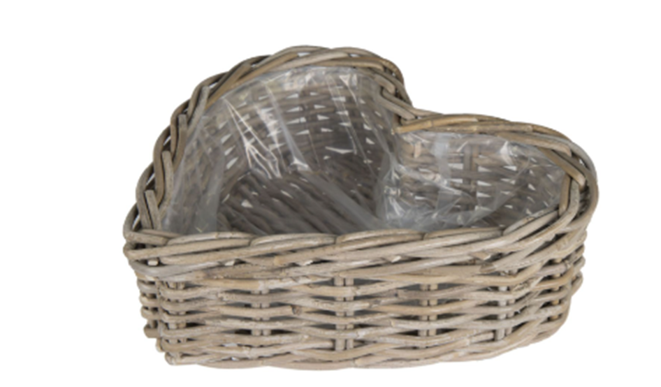 NEU !! Kleiner stabiler Pflanzkorb in Herzform ca. 22 cm aus Rattan - Weide - Naturprodukt