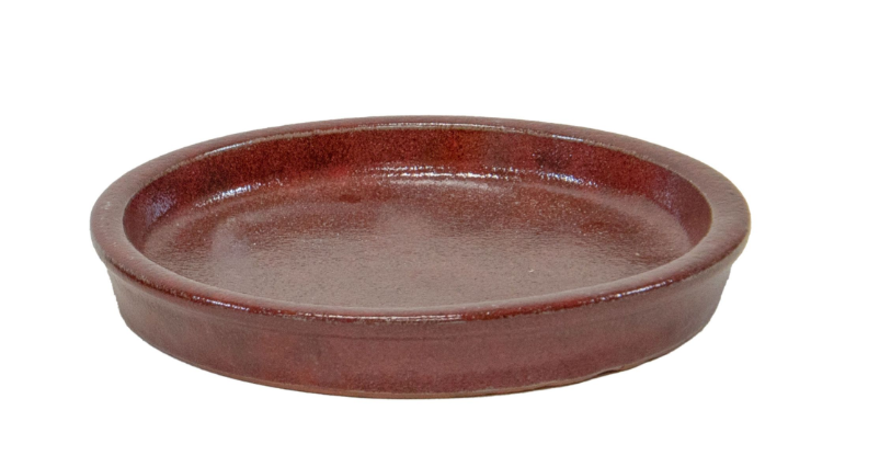 NEU !! Winterfester Untersetzer Teller Vogeltränke ø ca. 25 cm aus Steinzeug dunkelrot / oxblood glasiert Insektentränke Vogelbad Garten Blumentopf