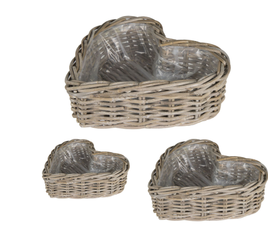 NEU !! Kleiner stabiler Pflanzkorb in Herzform ca. 22 cm aus Rattan - Weide - Naturprodukt