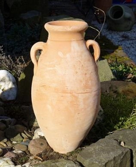 Rustikale handgefertigte Amphore ca. 40 cm hoch mit 2 Henkel aus Terracotta Krug Vase