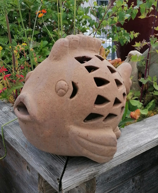 2.Wahl ! Wasserspeier Fisch ca. 33 cm lang aus black Terracotta Meerestier Aquarium Wasser Teich Zoo Tierpark