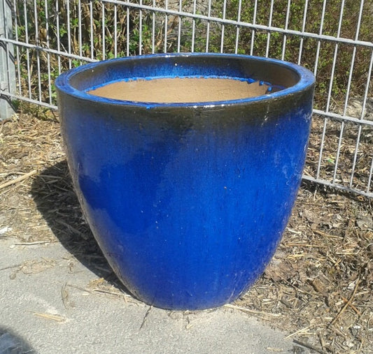 2. Wahl !! Blumentopf frostfest blau glasiert ø ca. 24 cm aus Steinzeug Pflanztopf, Blumenkübel