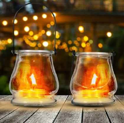 Glas Windlicht mit Henkel 10 cm hoch