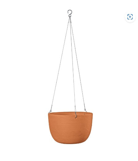NEU !!! Schöne schlichte rötliche Hängeampel ca. 24 cm Außendurchmesser aus Terracotta, Pflanzgefäß Blumentopf