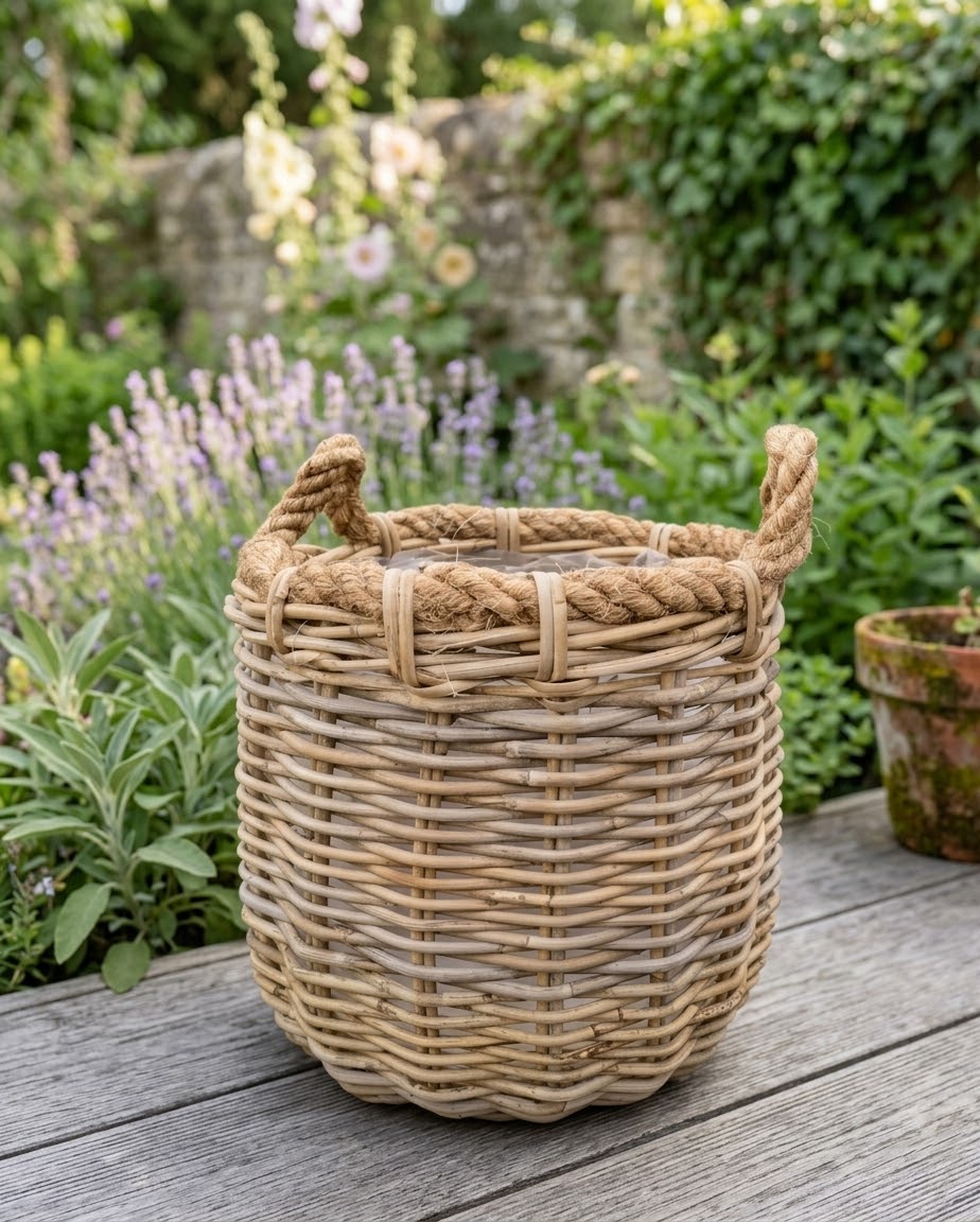 Schöner stabiler kleiner Weidenkorb ø 21 cm - Naturprodukt Pflanzkörbe Weide Übertopf