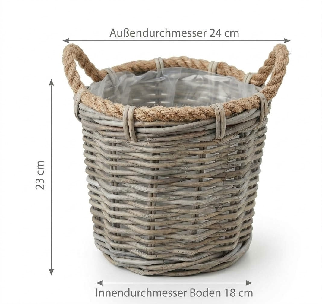 Schöner stabiler kleiner Weidenkorb ø 24 cm - Naturprodukt Pflanzkörbe Weide Übertopf