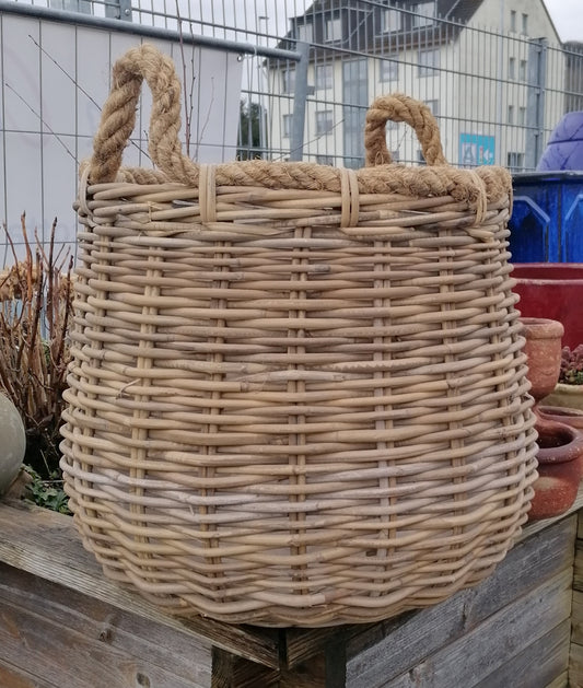 Schöner stabiler Korb ø 39 cm aus Rattan / Weide - kein Plastik - Naturprodukt Pflanzkörbe Weide Übertopf