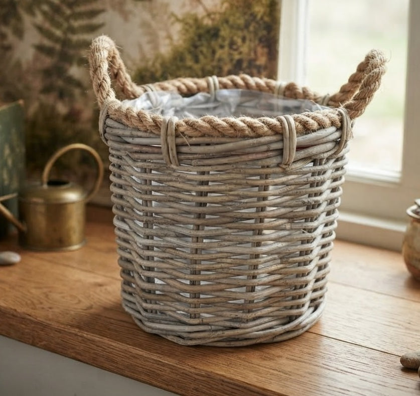 Schöner stabiler kleiner Weidenkorb ø 24 cm - Naturprodukt Pflanzkörbe Weide Übertopf
