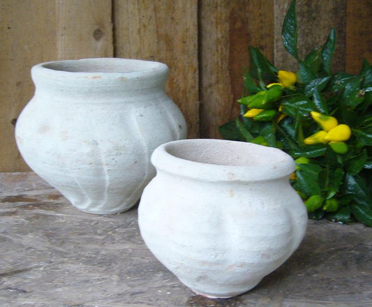 2er Set kleine Töpfe je ca. 10 cm hoch aus Terracotta, Terrakotta Pflanztopf, Übertopf